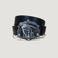 Ceinture en cuir grande taille tête de mort punk pour femmes et hommes, accessoire gothique Harajuku Y2K avec décoration main de squelette en relief pour Halloween