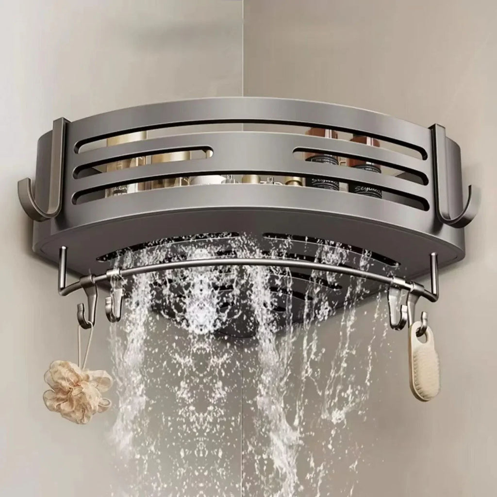 Estanterías de baño de aleación de aluminio, estante esquinero de pared tipo trípode, engrosado y sin perforaciones, organizador de ducha para accesorios de baño