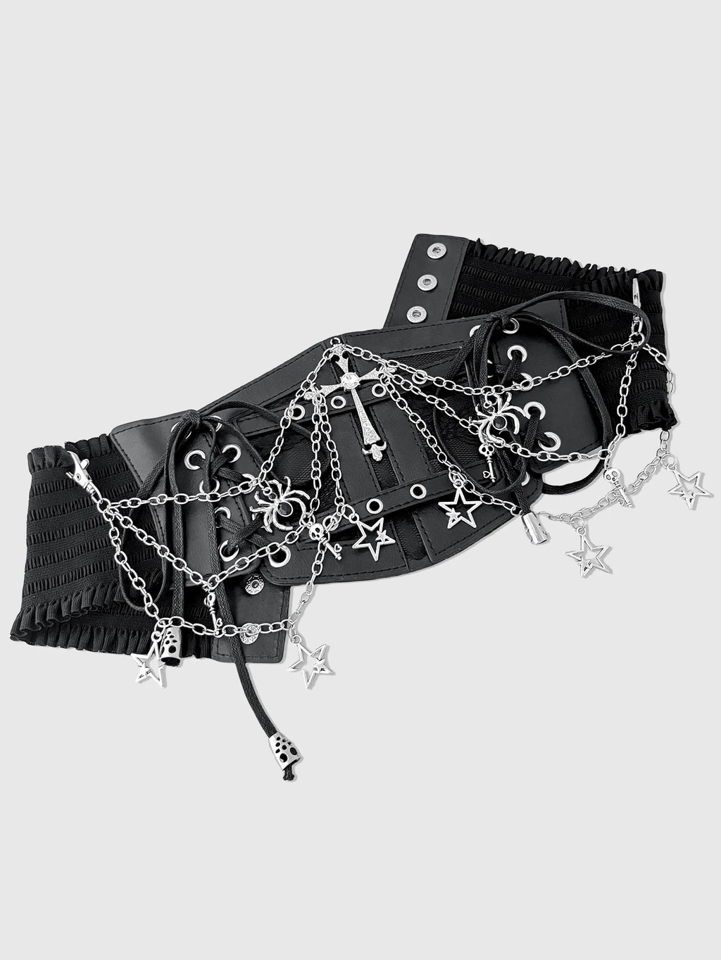 Ceinture large élastique à chaînes croisées tendance pour femme HERSHINE, accessoires Y2K gothique, punk, Harajuku, rock, hip-hop, printemps, été