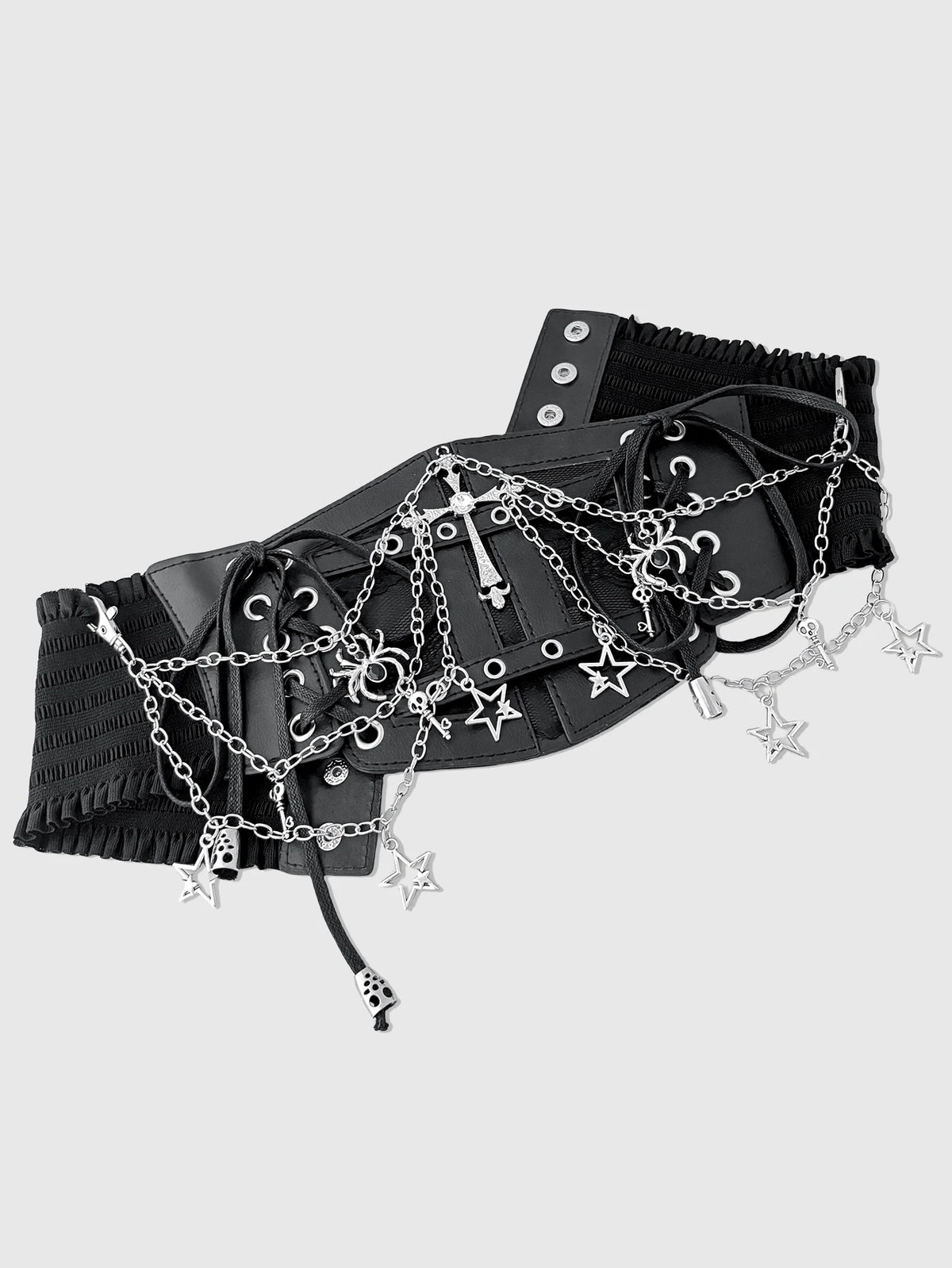 Ceinture large élastique à chaînes croisées tendance pour femme HERSHINE, accessoires Y2K gothique, punk, Harajuku, rock, hip-hop, printemps, été