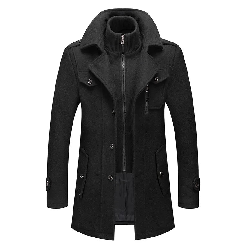 Men Cashmere Trench Coats Winter Jackets Overcoats Wool Blends High Quality New Winter Coats Male Business Casual Trench Coats 4