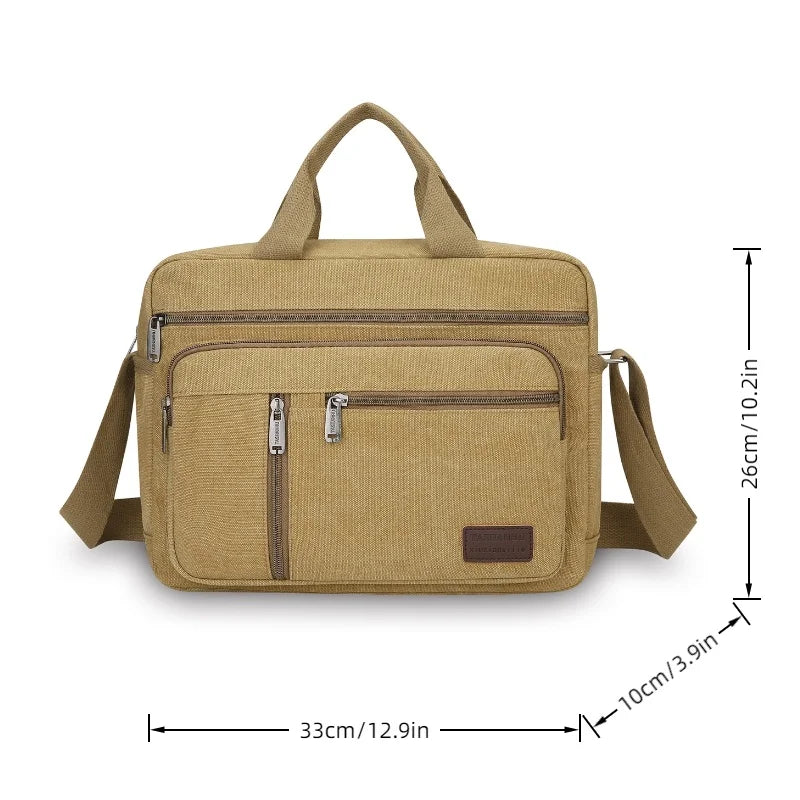 Men’s Canvas Shoulder Bag with Multiple Pockets