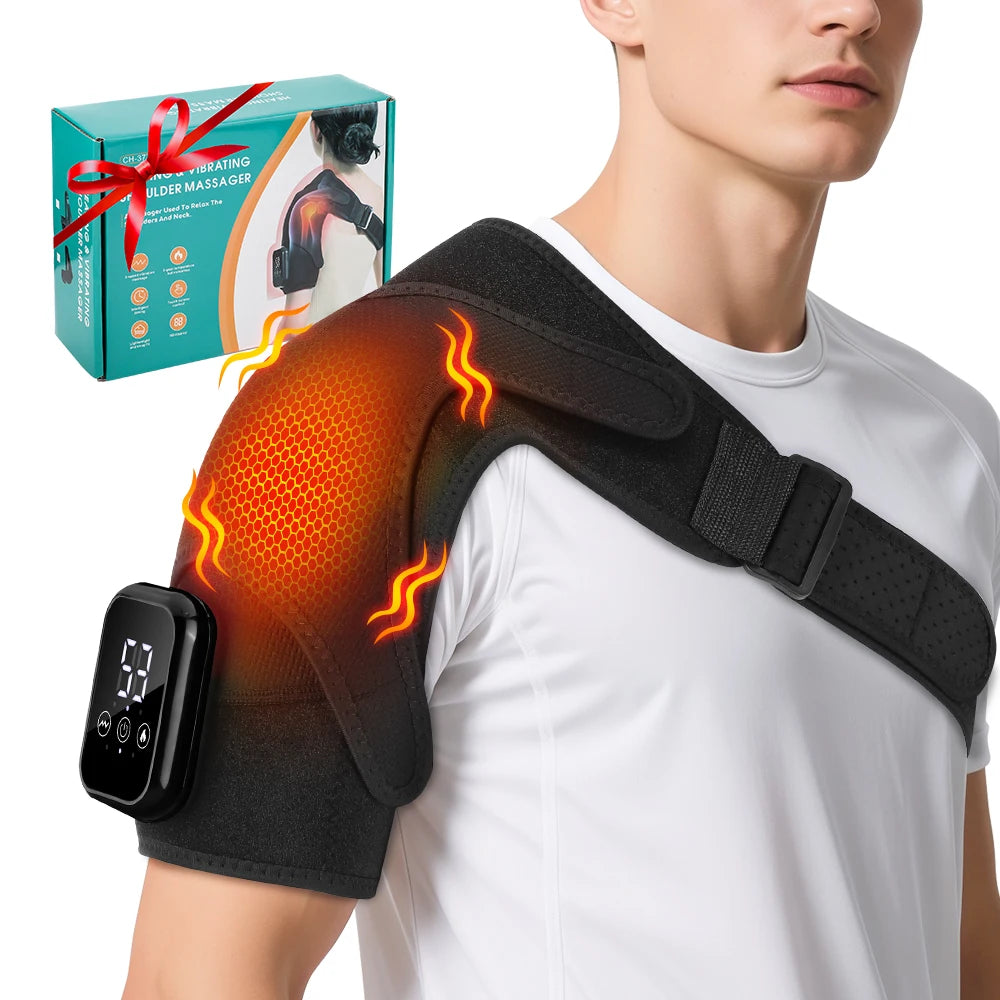 Coussin de massage électrique chauffant et vibrant pour les épaules, le coude et les grandes zones, avec compresse chaude, attelle articulaire et ceinture de soutien pour la relaxation musculaire