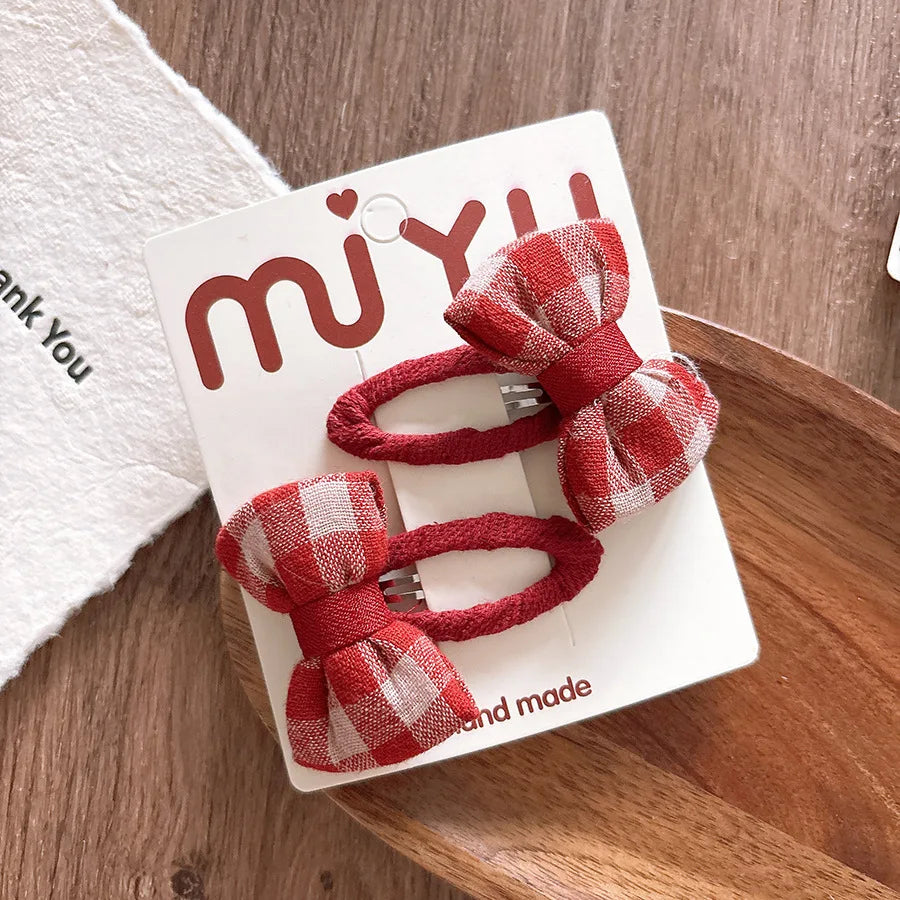 2026 New Year Cute Red Bow Hairpins Children Girls Kid Hair Clips Pin Barrettes Accessories Hairclip Headwear Headdress Ornament