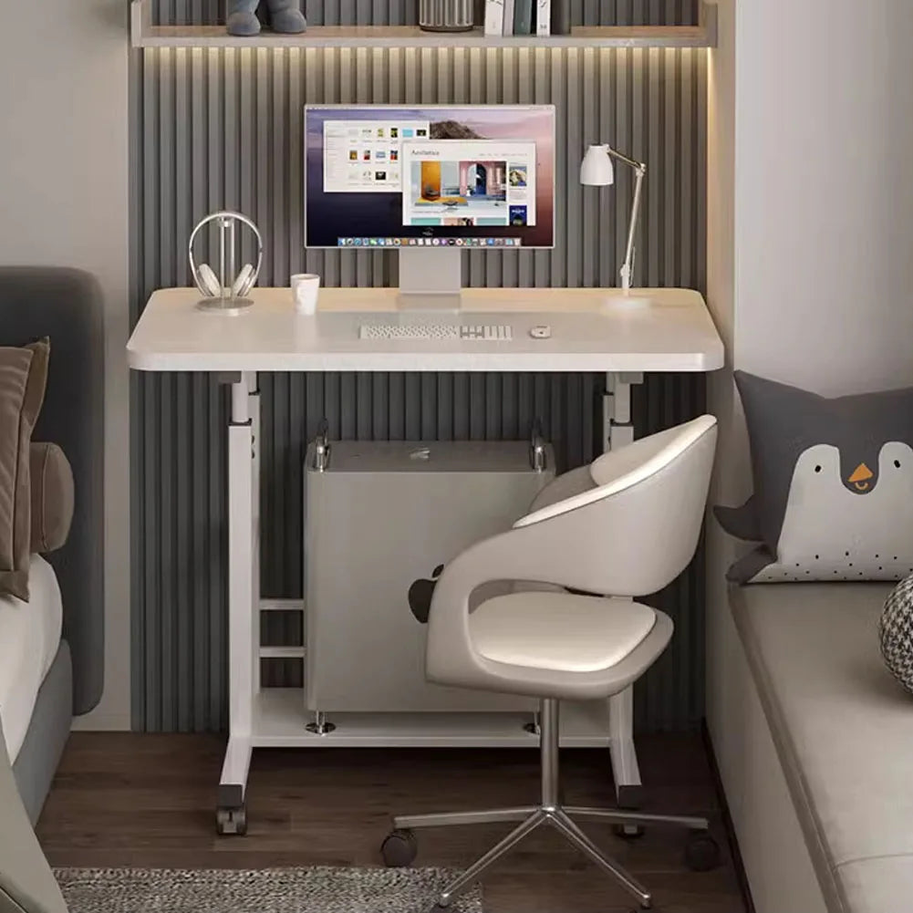 Voltsify Mobile Over-Height Adjustable Mobile Table Overbed Desk with Shelves, Wheels, and Laptop Tray Stand