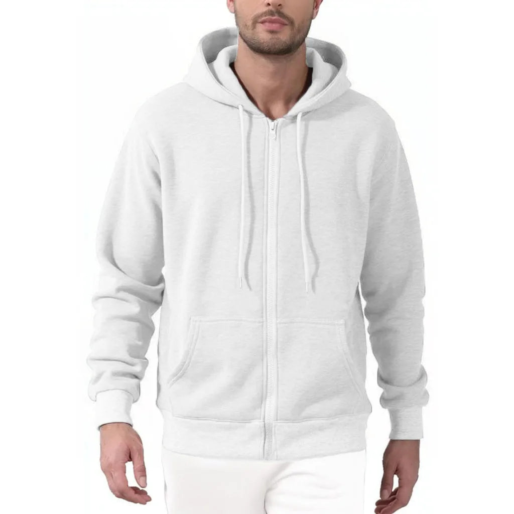 Autumn New Men's Hooded Sweatshirt Jacket Zipper Caidgan Solid Color Basic Simple Style Male Casual Streetwear Fashion Top