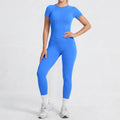 Sportoverall für Damen, kurzärmelig, offener Rücken