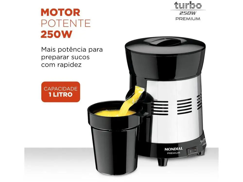 Presse-agrumes électrique Mondial Turbo Premium E-10 en acier inoxydable 250W Capacité 1L - Bivolt