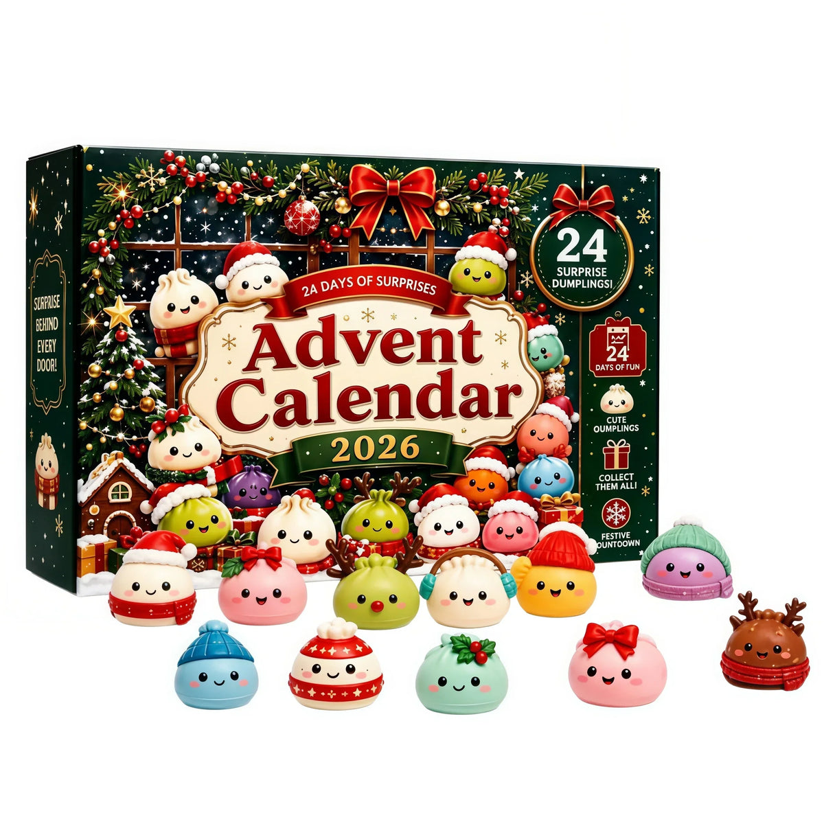 2026 Christmas Advent Calendar 24 Days Countdown Dumpling Squishy Stress Relief Fidget Mystery Surprise Gift Box Navidad Decor