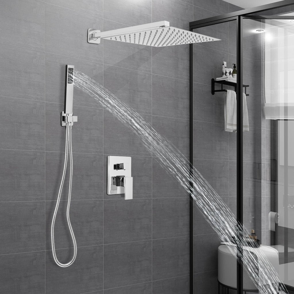 Aufputz-Duschset, Wandmontiertes Duschsystem Badezimmer-Duschset Silber/Schwarz