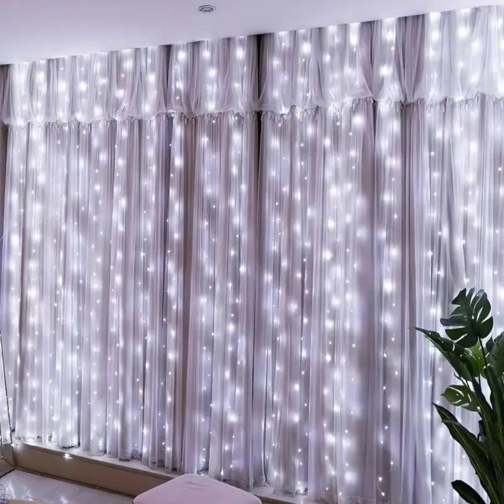 3/6m LED Curtain String Lights USB Festoon Remote Control Garland Fairy Lights Wedding Christmas Decoration for Home Bedroom