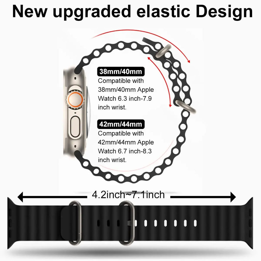 Ocean Strap for Apple Watch Ultra 4 3 2 Band 49mm 46mm 44mm 40mm 45mm 41mm 42mm Correa Bracelet iWatch Series 12 11 10 9 SE 8 7