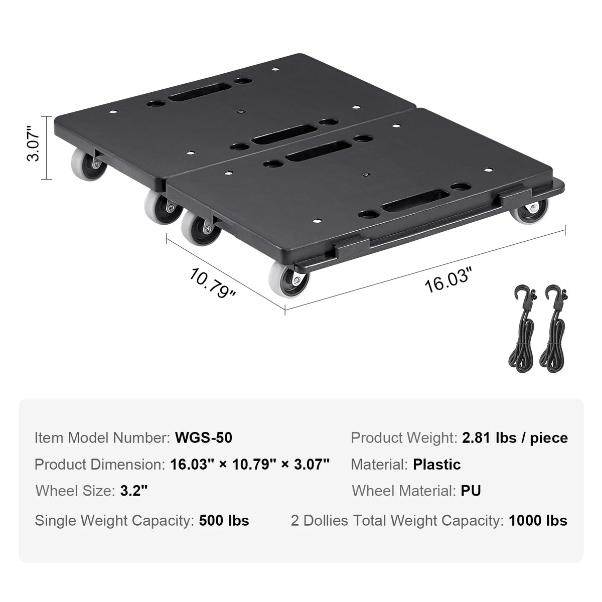 SucceBuy Lot de 2 chariots à palettes pour déménagement de meubles, capacité de 500 lb chacun, avec 4 roues, petit chariot à plateau pour machines industrielles