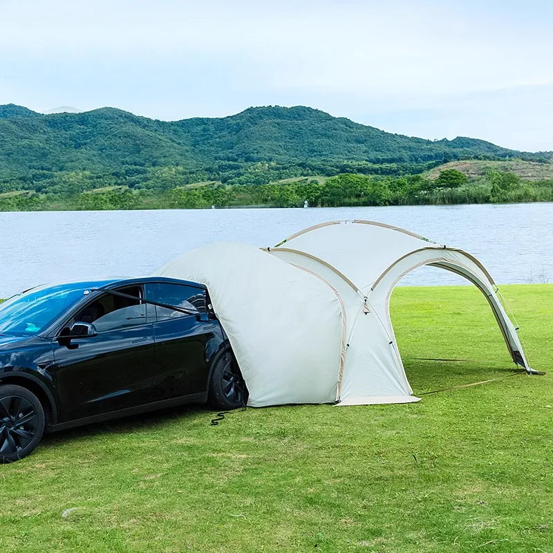 Dome-Style Camping Lounge Tent, Outdoor Sunshade Shelter with Breathable Ventilation, Wind-Resistant Rain-Repellent Cover