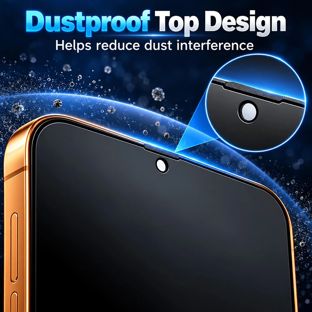 3PCS Automatic Dust Removal Privacy Screen Protector for iPhone 18 Pro Max / 18 Pro / 17 Pro Max Anti-Spy Protective Film iPhone 17 Pro 16 15 Pro Max Full Cover Tempered Glass