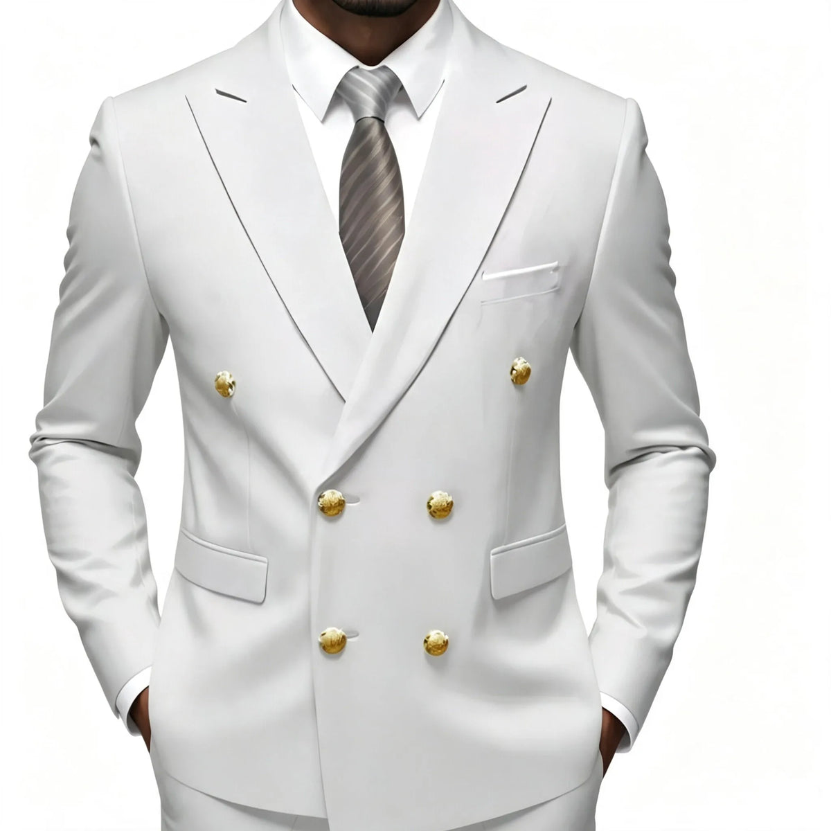 Business Men Suit Double Breasted Coat Jacket Blazer Tuxedos Tailored Peak Lapel Only Jacket