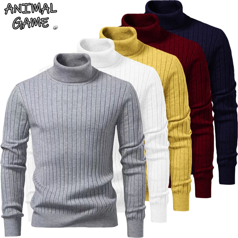 Men's striped turtleneck sweater