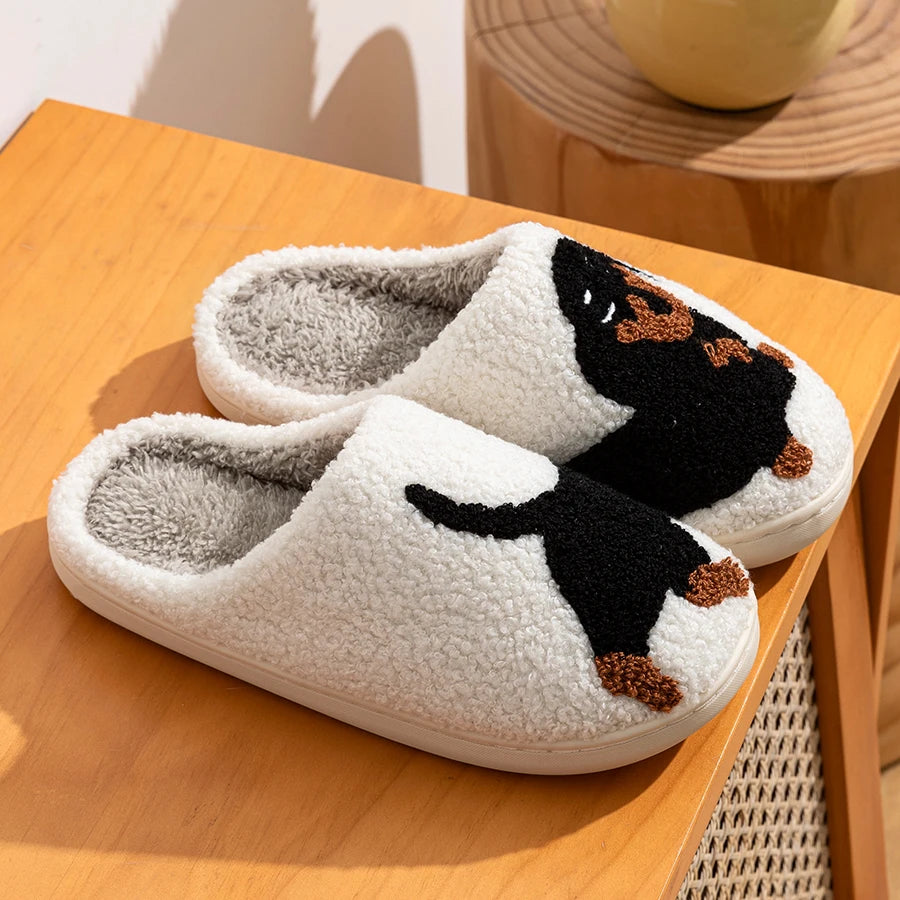 Chaussons pour femme dessin animé mignon et original chien basset chaussettes d’intérieur chaudes confortables légères pour chambre hivernales en coton pour couple