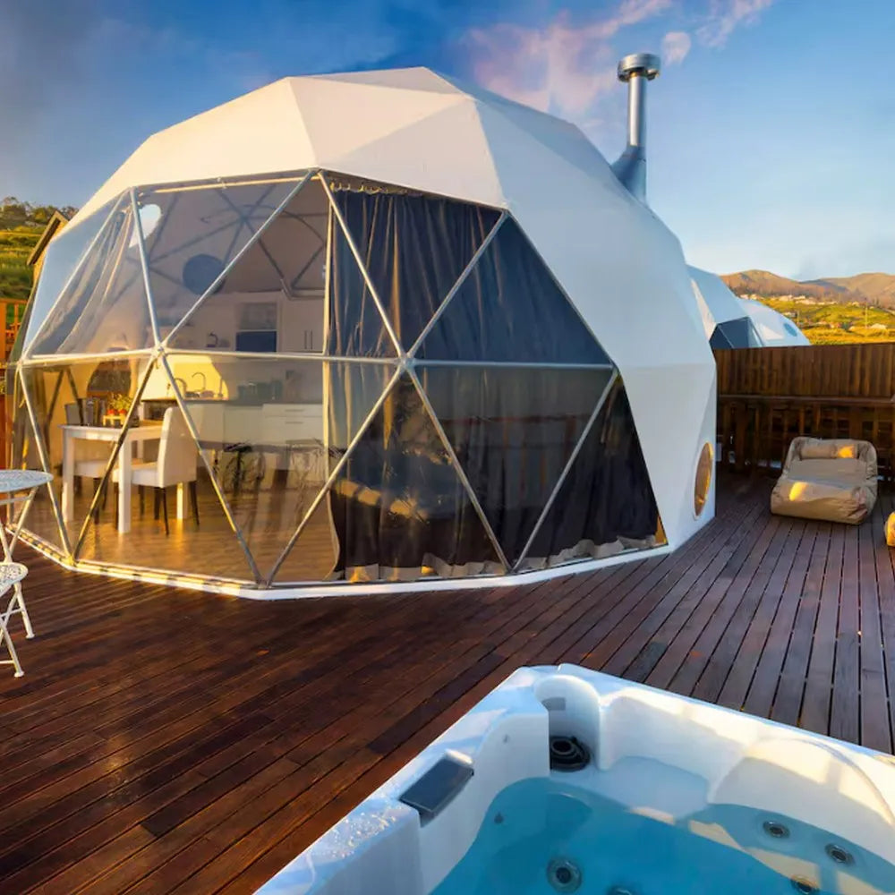 Commercial Luxury Glamping Geodesic Dome Tent Resort Weatherproof PVC 4 Season Customizable Resort Hotel Campsite Lodge Shelter