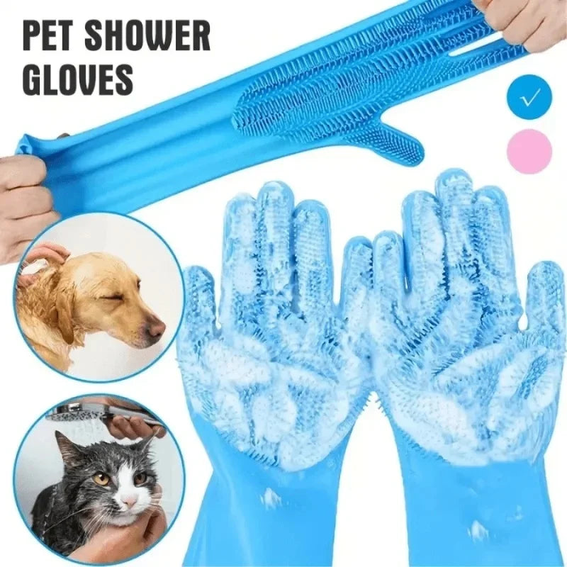 Gants de toilettage pour chiens et chats, gants de lavage en silicone avec brosse pour shampooing, gants de nettoyage pour vaisselle et épilation, multifonctionnels