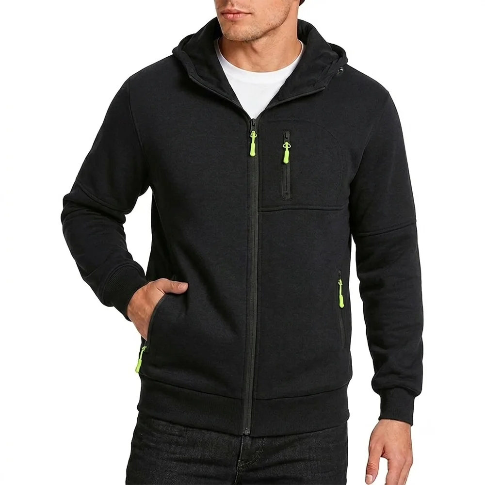 Autumn Men's Sweatshirt Jacket Casual Hooded Long Sleeve Slim Fit Comfortable Solid Color Simple Style Zipper Fashion Outerwear