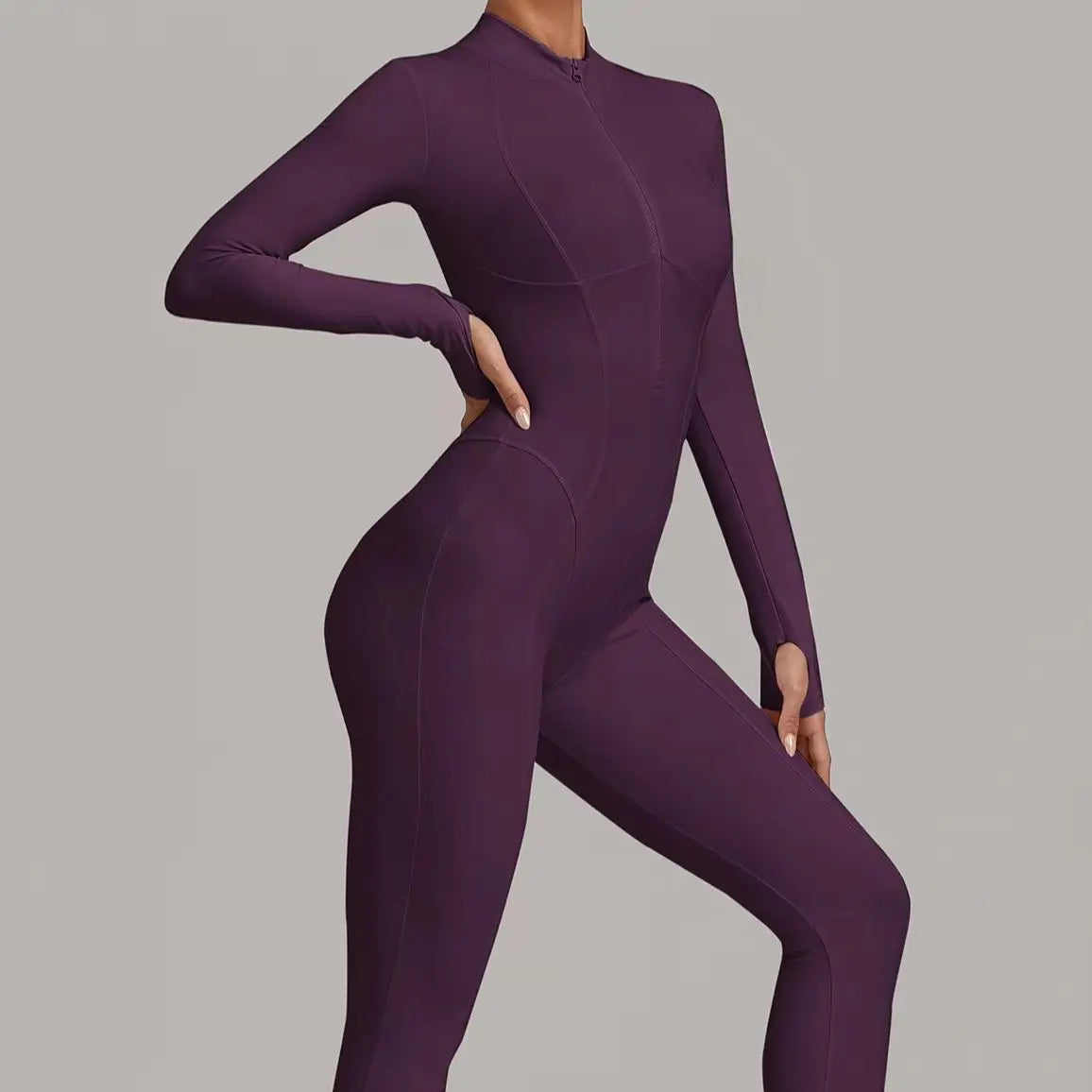 Combinaison de sport femme, manches longues, zippé