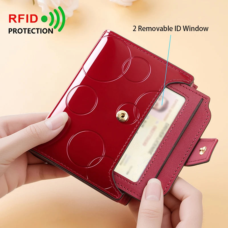 Fashion Women's Wallets RFID Blocking Card Holder Purses for Women Patent Leather Wallet and Handbags with Zip Coin Pockets