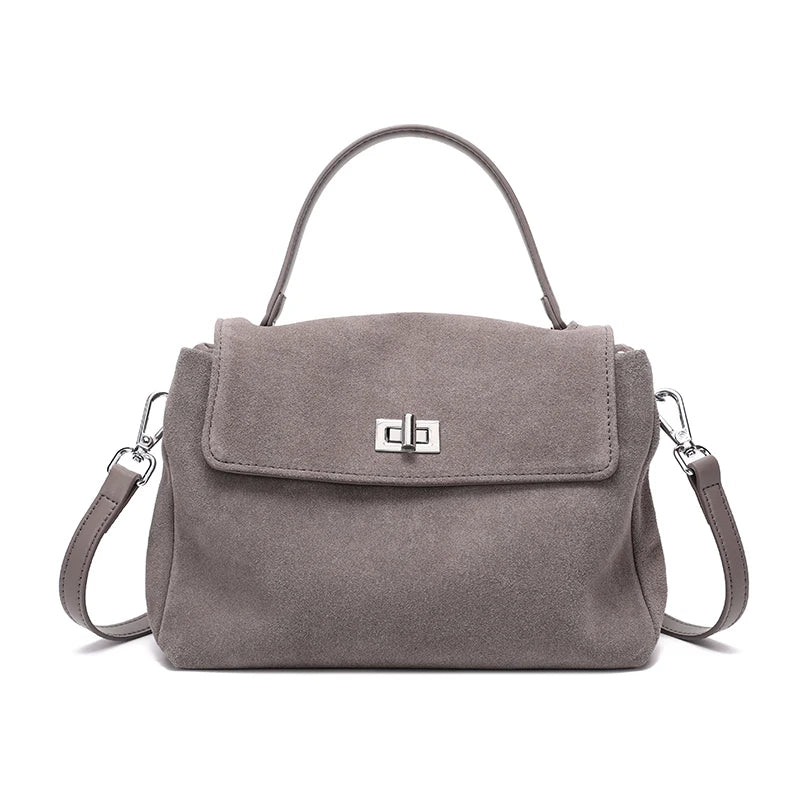 Women's Handbag Genuine Leather Luxury Designer Shoulder Bags Natural Suede Leather Crossbody Bag Commuting Messenger Bag Lady