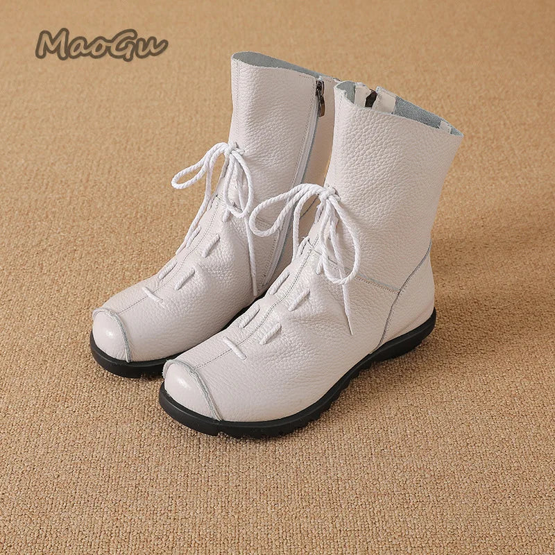 Bottines femme en cuir PU automne-hiver, doublure en peluche, semelle souple antidérapante, chaussures décontractées, bottines confortables à petit talon pour femme