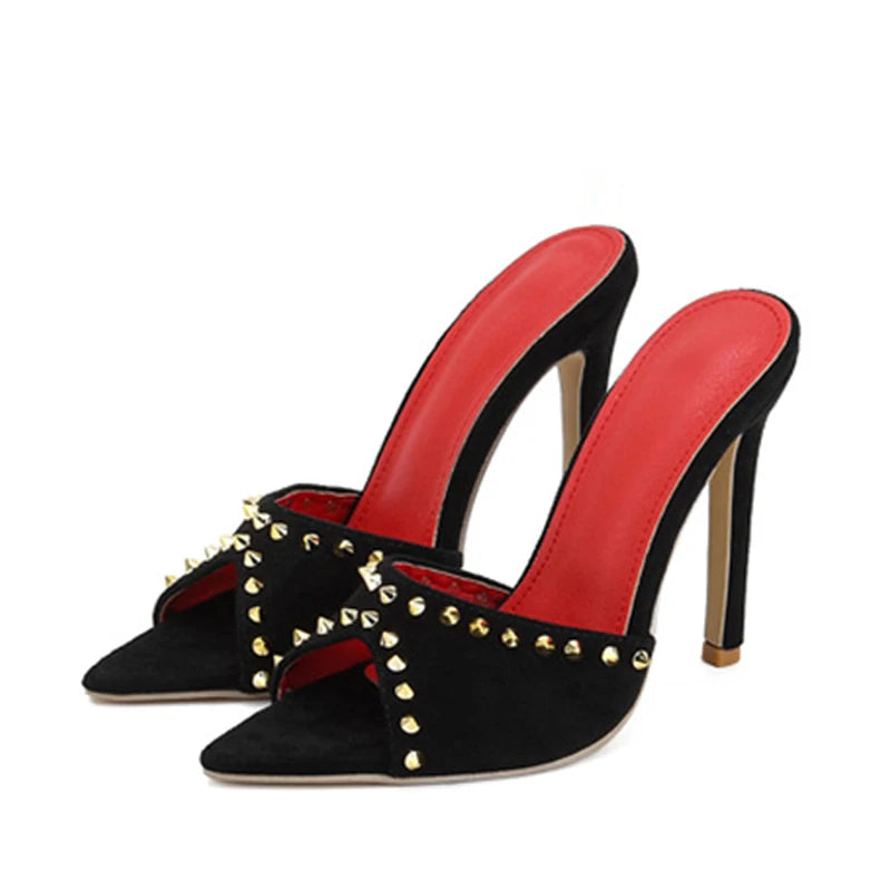 Sandali mules donna Liyke con borchie e tacco sottile