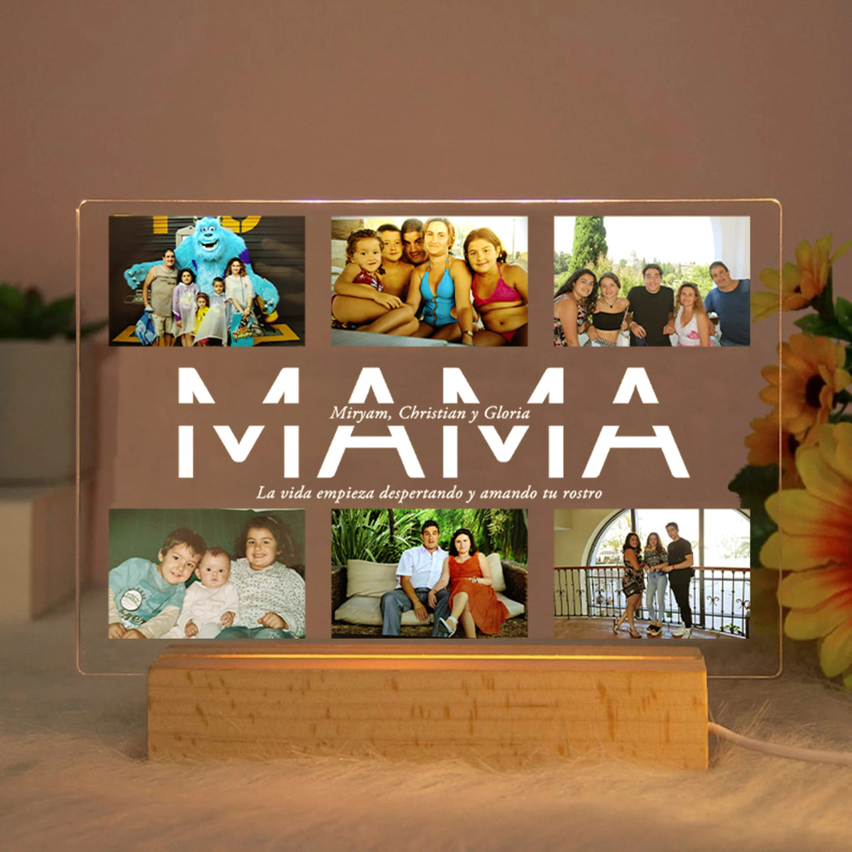 Custom Acrylic Lamp Personalized Photo Text Bedroom Night Light MOM DAD LOVE Friend Family Day Wedding Birthday Christmas Gift