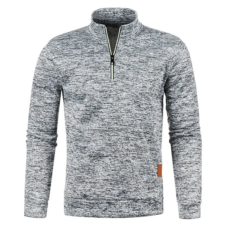 Men Autumn Winter Solid Color Sweatshirts Long Sleeve Half Zipper Stand Collar Pullover for Men Casual Classic Male Clothing