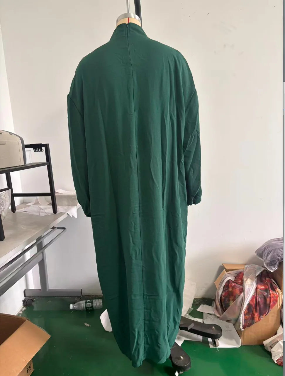 Abito lungo da donna in cotone e lino