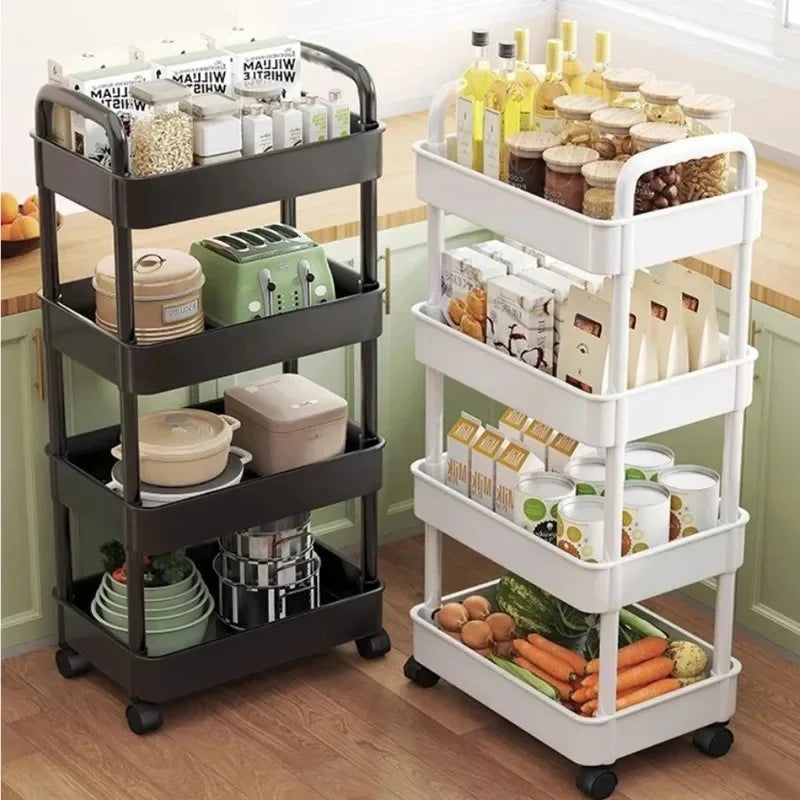 Estante de almacenamiento de cocina de 5 niveles, carrito móvil, organizador de pie de múltiples capas, para aperitivos, frutas y verduras