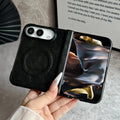 For Magsafe Magnetic Leather Matte Phone Case For Apple iPhone Duo 18 Fold Hinge Protection Wireless Charging Shockproof Cover