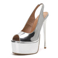 Scarpe slingback donna Liyke argento con plateau e tacco a spillo