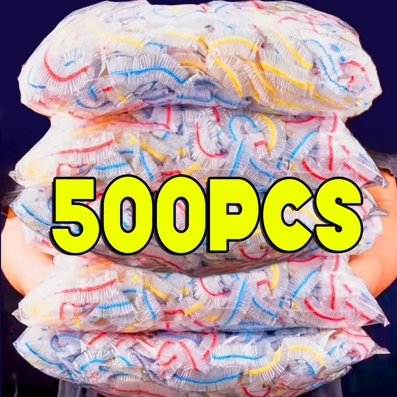 500/50Pcs Disposable Food Covers, Fruit Covers, Elastic Plastic Shower Cap Style Food Storage Bags, Kitchen Organizer Cling Film