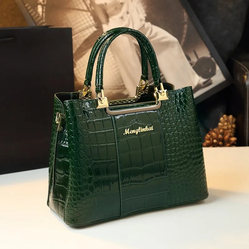 2026 New Fashionable Crocodile Pattern Elegant Middle-Aged Women's Bag Light Luxury Brand Handbag