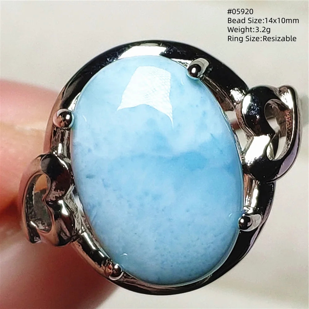 Anello regolabile in argento 925 con larimar