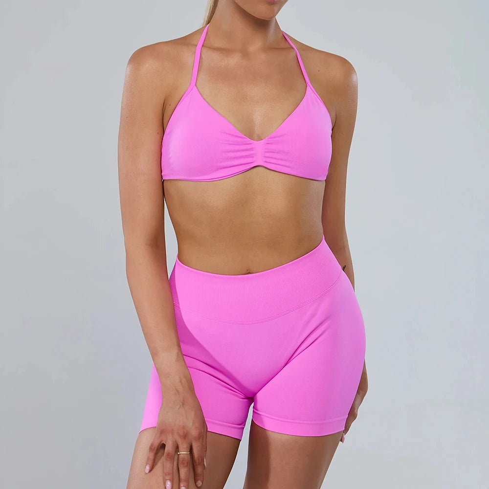 Yoga-Set für Damen, 2-teilig, Top und Shorts