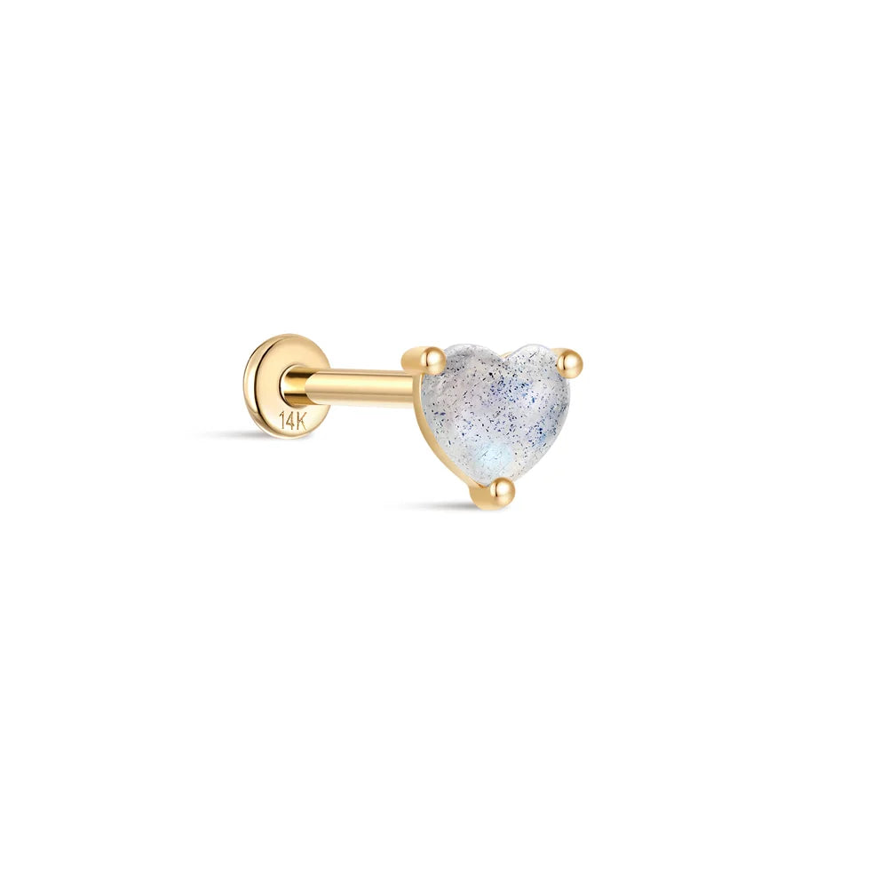 AIDE Real 14K Solid Gold Multiple Sizes Zircon Pendant Stud Earring Simple IND Piercing Ear Bone Ear Studs DIY Vintage Jewelry