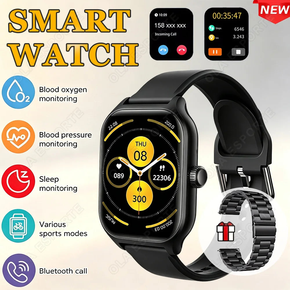 New Smart Watch 2.01 Inch HD Display Answer Make Call Message Preview Sport Modes DIY Dial Weather Forecast For Men Women HT30
