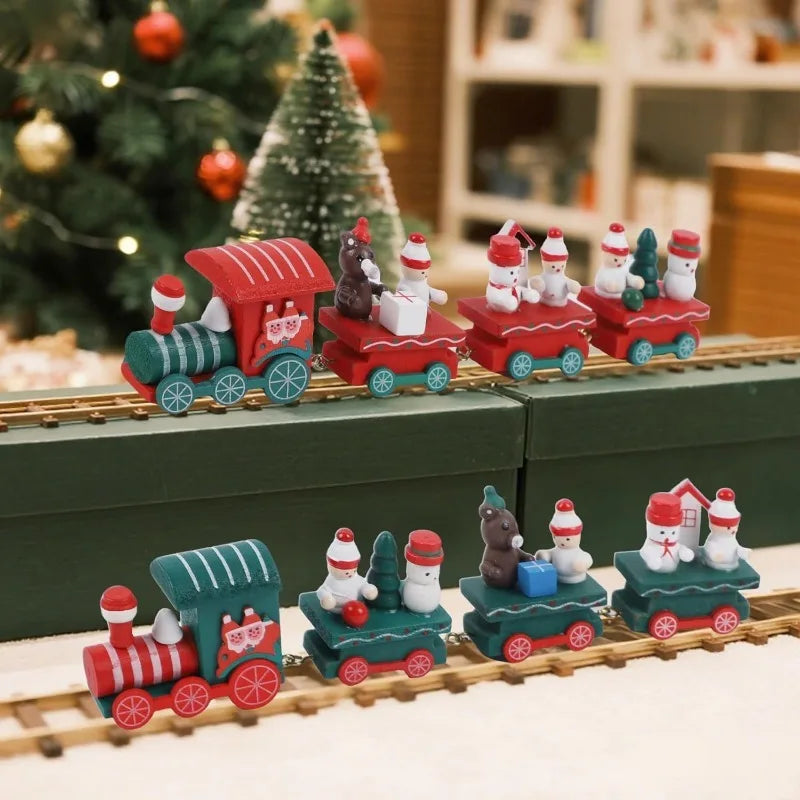 1Pcs Wooden Mini Train Christmas Decoration Reindeer Snowflake Decor for Home Decor Xmas Tree Hanging Navidad New Year 2026 Gift