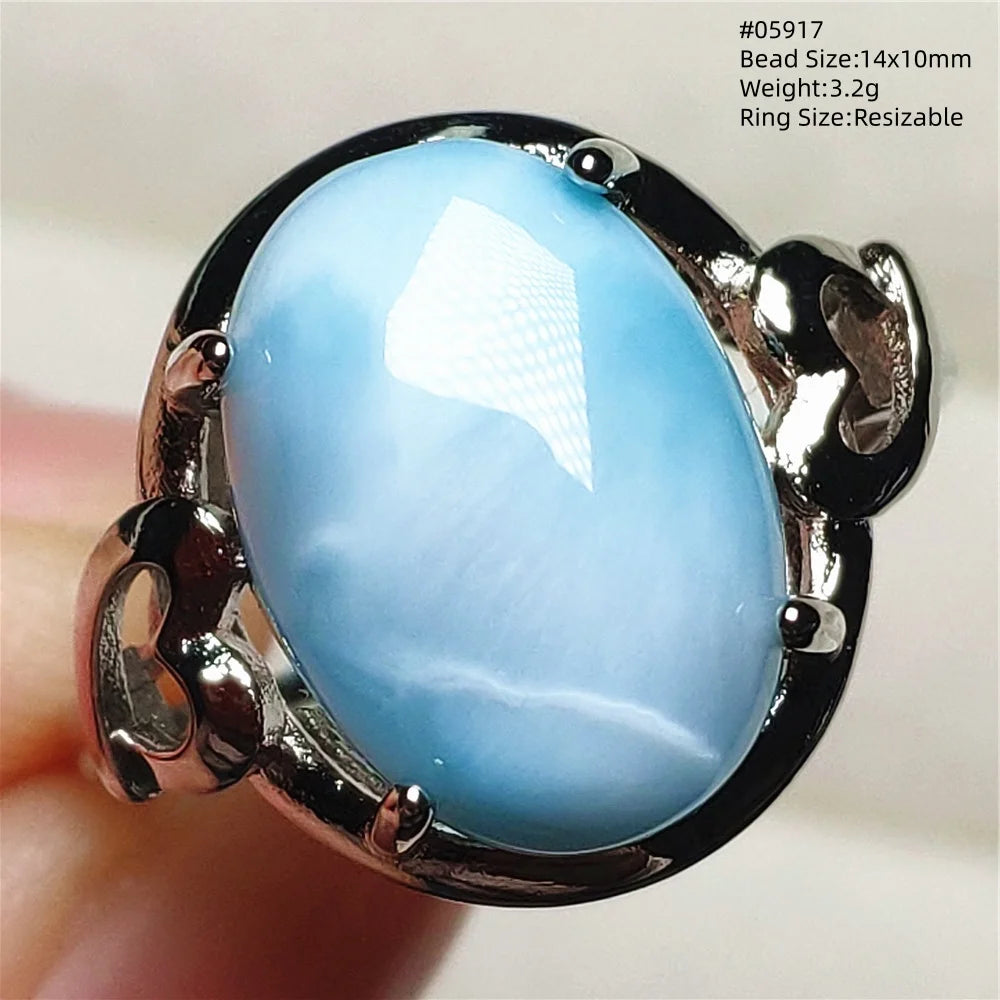 Anello regolabile in argento 925 con larimar