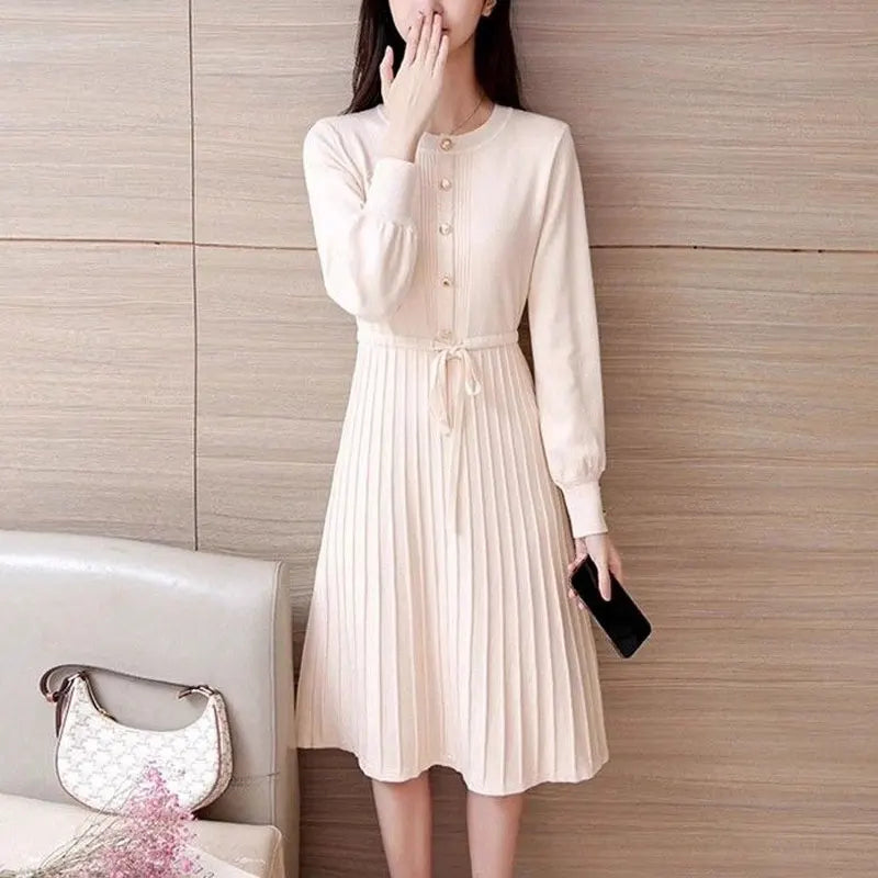 Abito midi donna a linea A con scollo rotondo — immagine 1