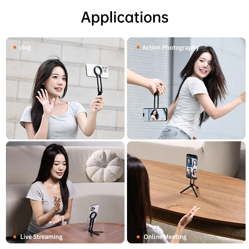 Ulanzi MA30 Magsafe Trépied pour téléphone Support magnétique double face pour téléphone Support de téléphone pour Iphone 16 15 Plein air Voyage Vlog LiveStreaming