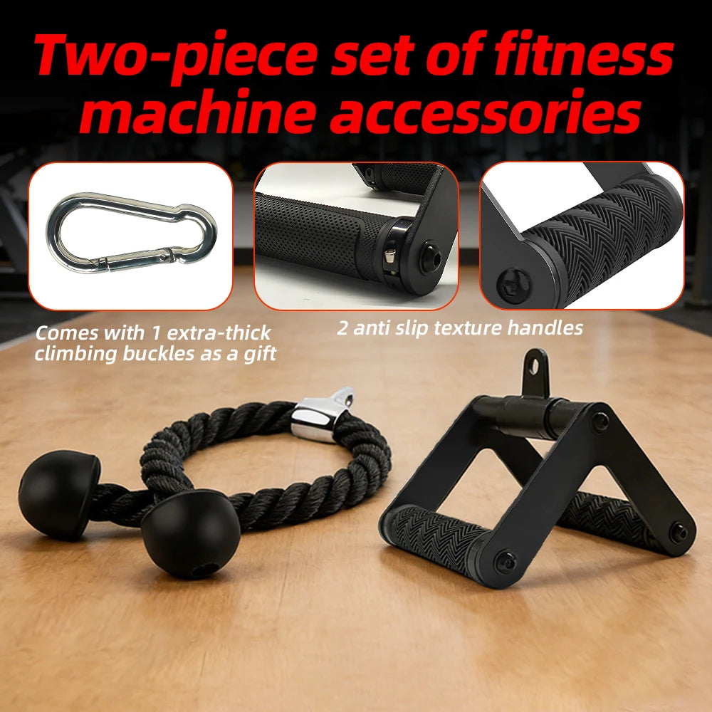 Triceps Rope and 360° V Handle Set for Home Gym Machines