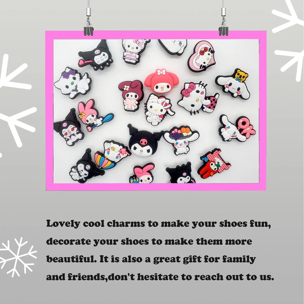 Random 30-100Pcs Sanrio Series Shoe Charms For Clogs Sandals Shoe Decorations Accessories Buckle For Christmas Birthday Gifts