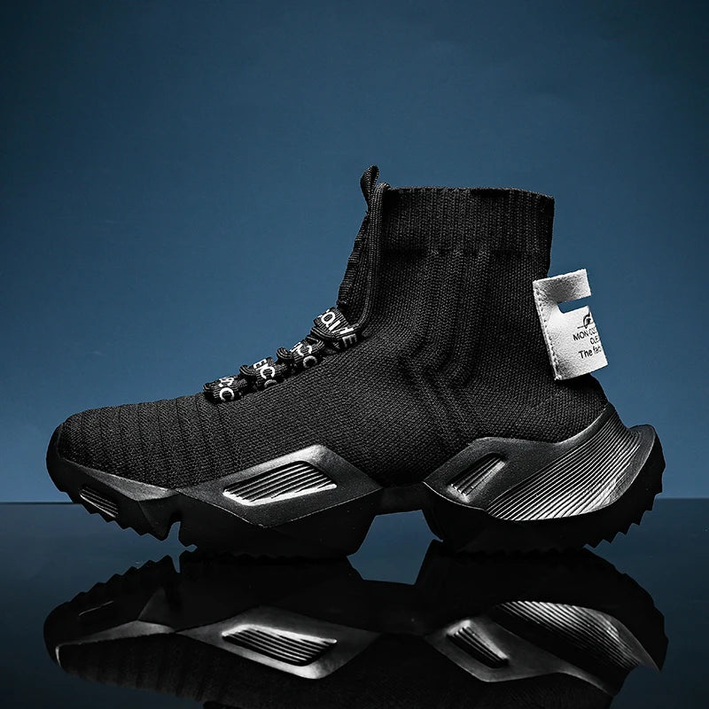 Zapatillas de deporte YRZL de alta calidad con malla para hombre, calzado casual ligero y cómodo, zapatillas de caminar de caña alta con cordones