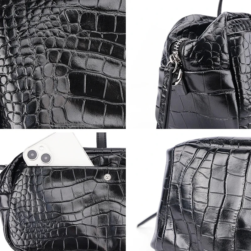 Women's Genuine Cowhide Leather Shoulder Bag Elegant Work Travel Luxury Designers Top Handle Sling Bag Adjustable Strap Refined
